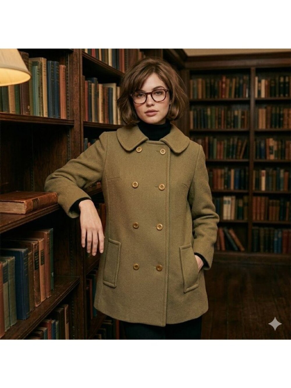 Vintage 60s Ransohoffs Wool Pea Coat Tan Khaki Double Breasted Jacket Medium